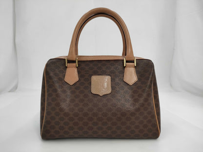 CELINE Macadam Brown Leather and PVC Handbag