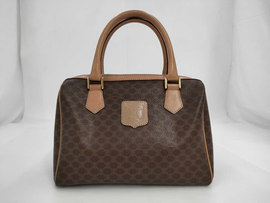 CELINE Macadam Brown Leather and PVC Handbag