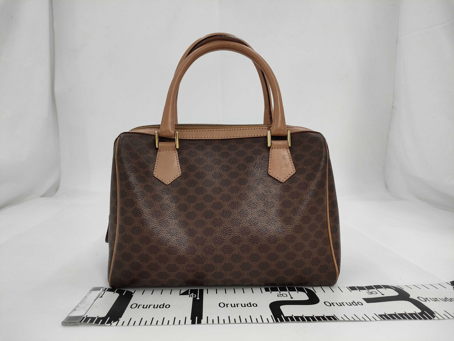 CELINE Macadam Brown Leather and PVC Handbag