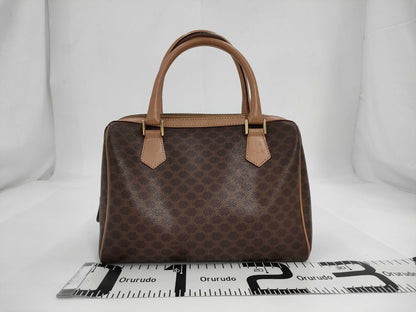 CELINE Macadam Brown Leather and PVC Handbag