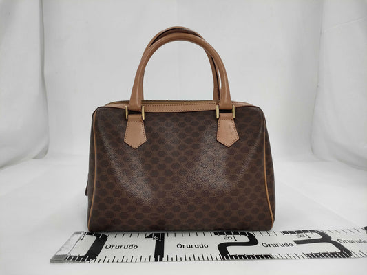 CELINE Macadam Brown Leather and PVC Handbag