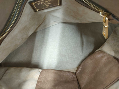 PRADA PRADA logo gold hardware leather brown handbag 2-way shoulder bag tote bag
