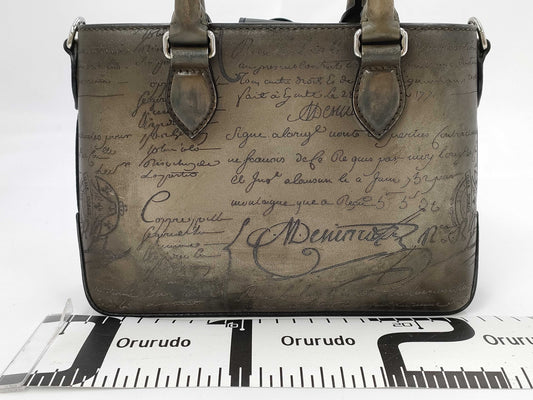 Berluti Toujours Gulliver Shoulder Mini Tote Handbag Calligraphy Handbag