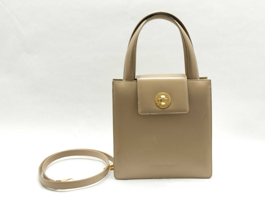 BVLGARI Bulgari Leather 2-Way Handbag Shoulder Bag Turnlock Handbag