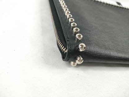 FENDI Carlito Clutch Bag Leather Studs Black 8M0370 Clutch Bag