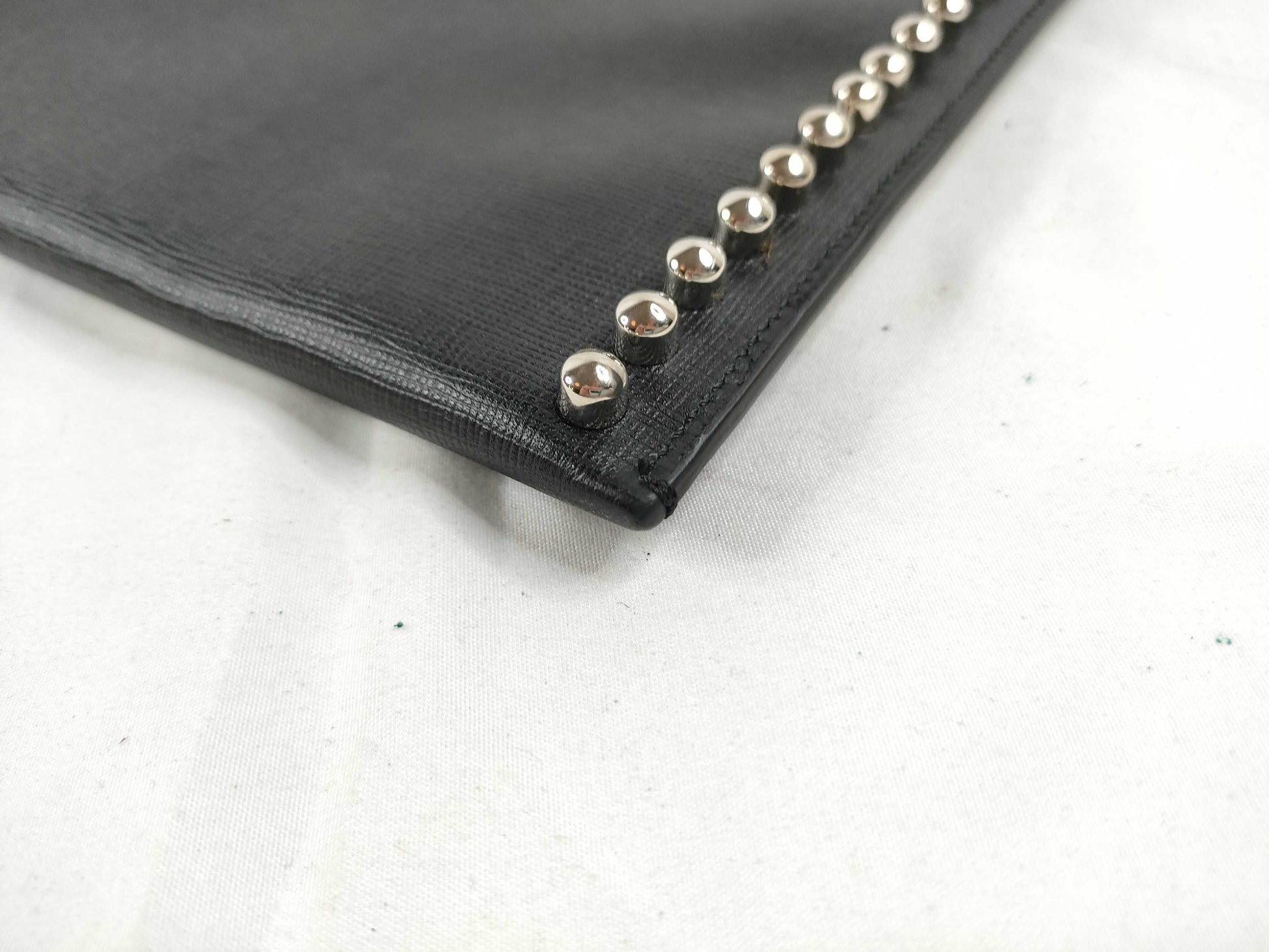 FENDI Carlito Clutch Bag Leather Studs Black 8M0370 Clutch Bag
