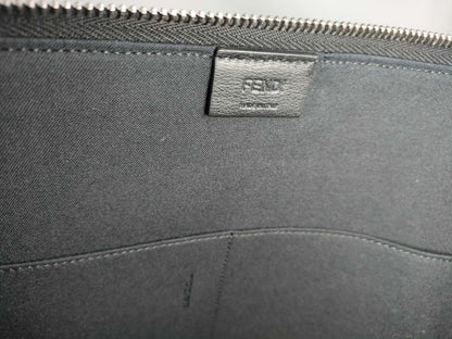 FENDI Carlito Clutch Bag Leather Studs Black 8M0370 Clutch Bag