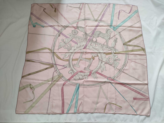 HERMES Carré 90 ATTRAPE TES REVES Catch Your Dream Pink Silk Other Accessories