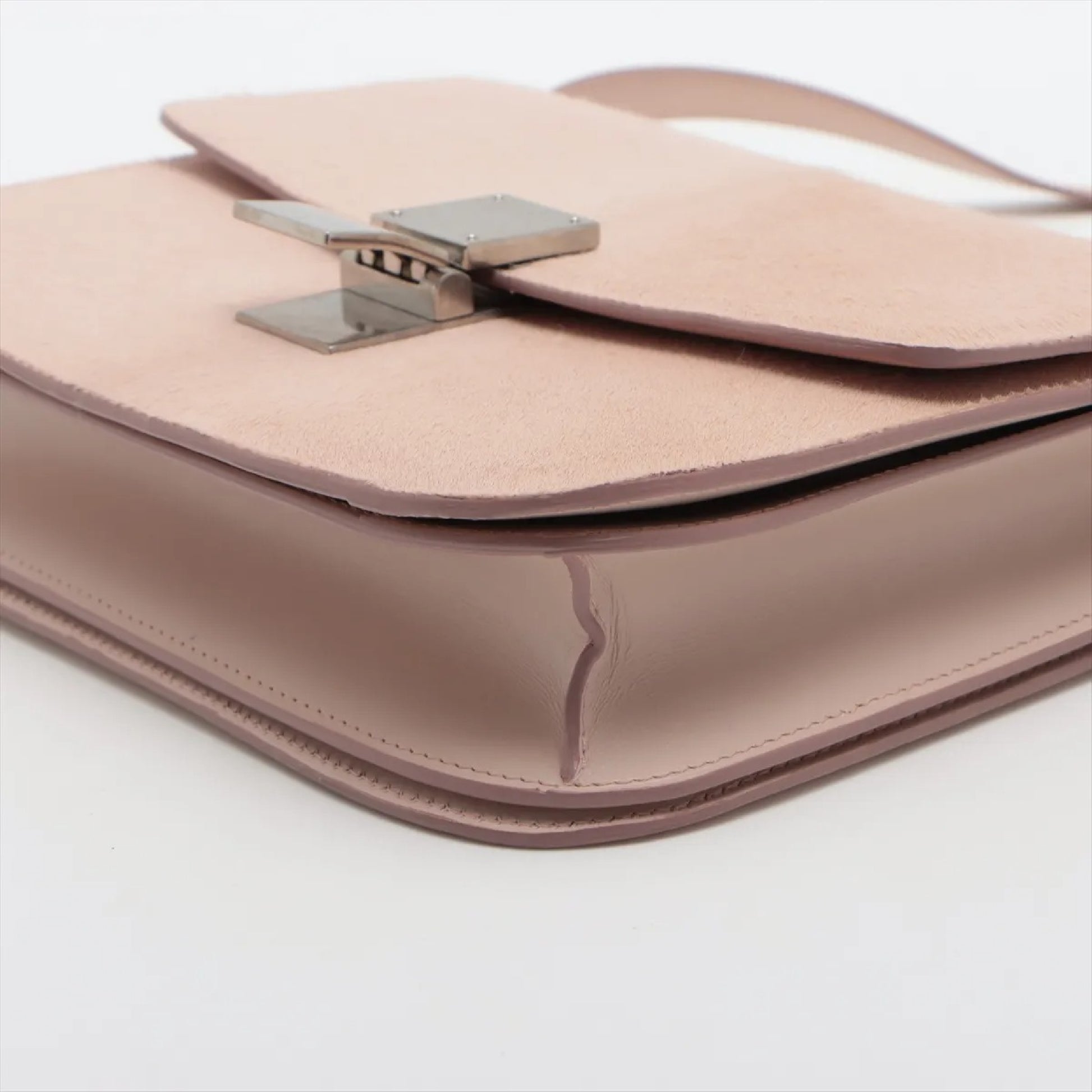 CELINE Classic Box Leather and Harako Shoulder Bag Pink