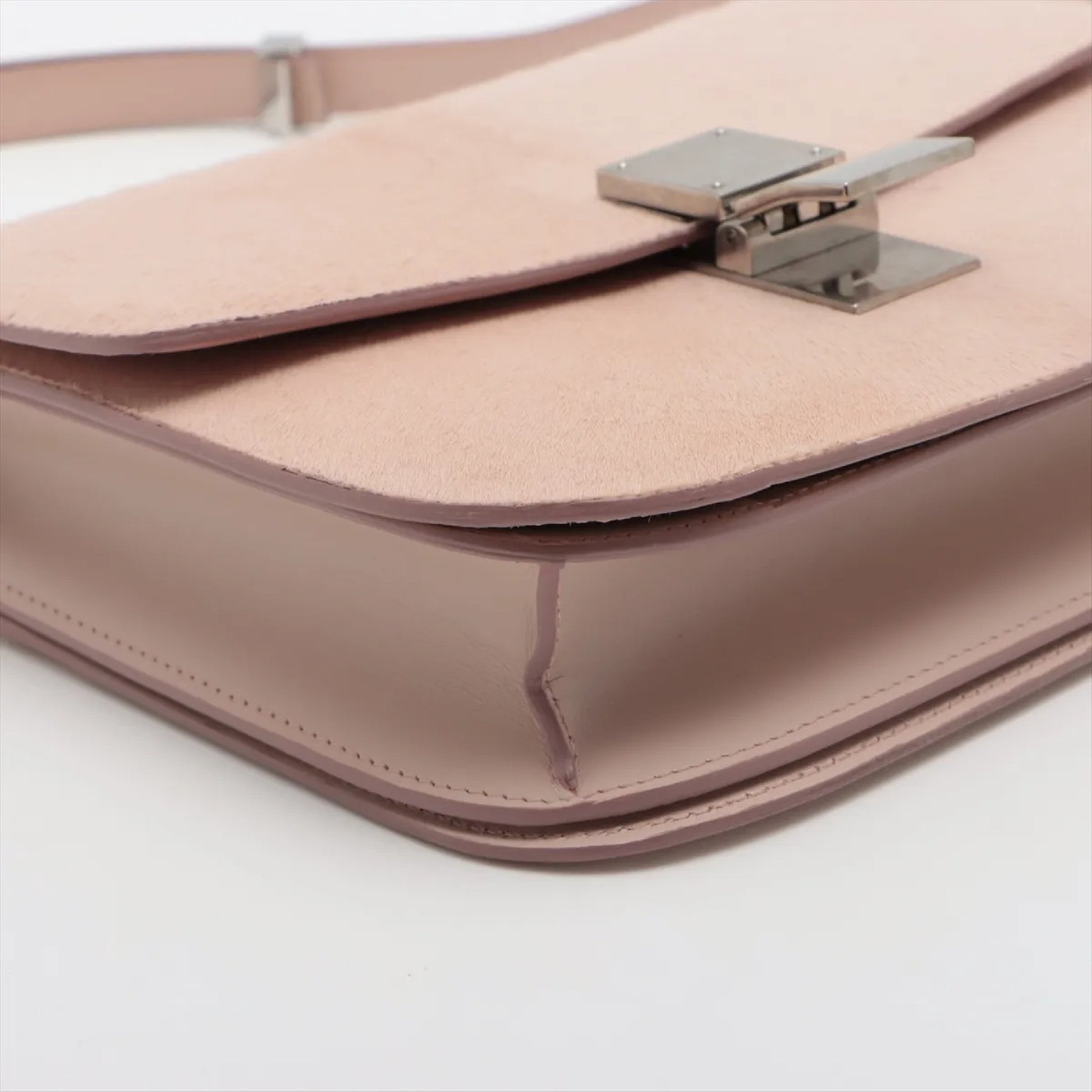 CELINE Classic Box Leather and Harako Shoulder Bag Pink
