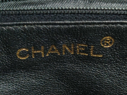 CHANEL Fringe Chain Shoulder Bag Leather Black/White Shoulder Bag