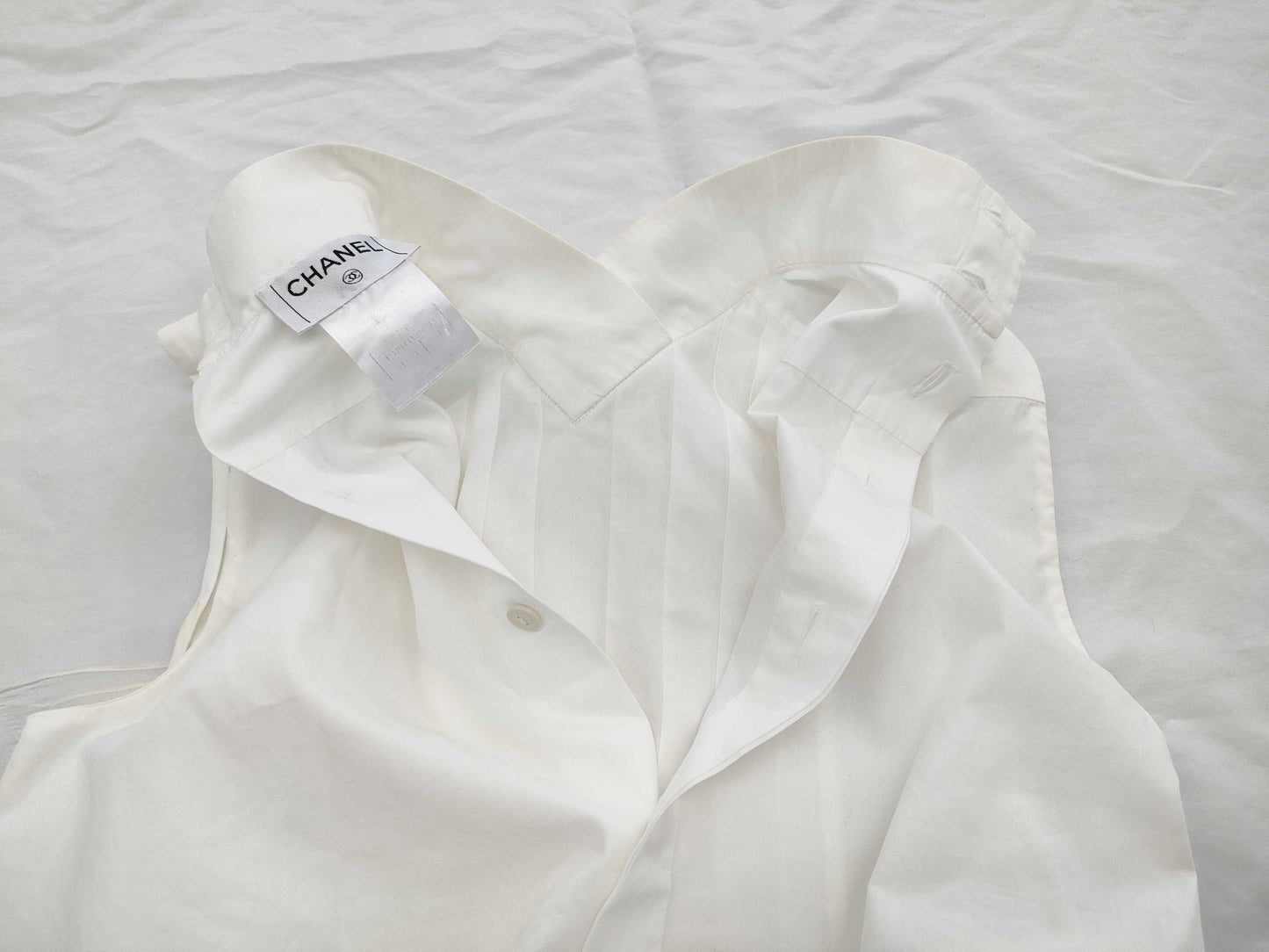 CHANEL Sleeveless Blouse with Back Ribbon, Size 34, Tops