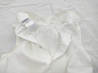 CHANEL Sleeveless Blouse with Back Ribbon, Size 34, Tops