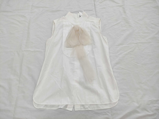 CHANEL Sleeveless Blouse with Back Ribbon, Size 34, Tops