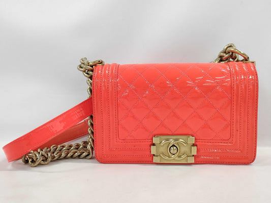 CHANEL Enamel Chanel Boy Chanel Patent Shoulder Bag
