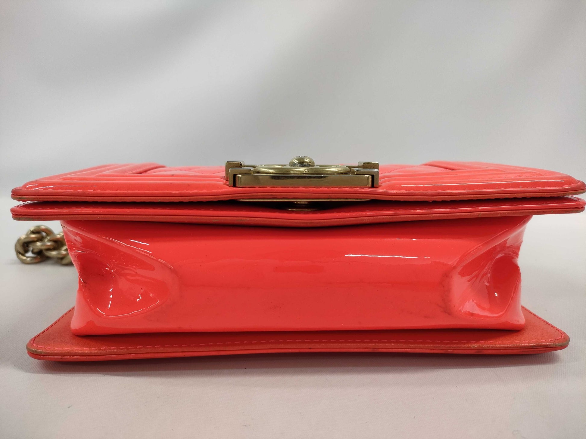 CHANEL Enamel Chanel Boy Chanel Patent Shoulder Bag