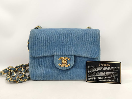 CHANEL Matelasse Chanel Denim Mini Matelasse Shoulder Bag