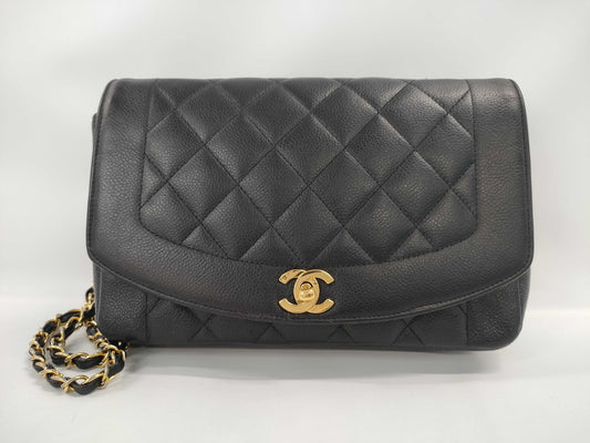 CHANEL Diana Caviar Leather Matelasse Shoulder Bag