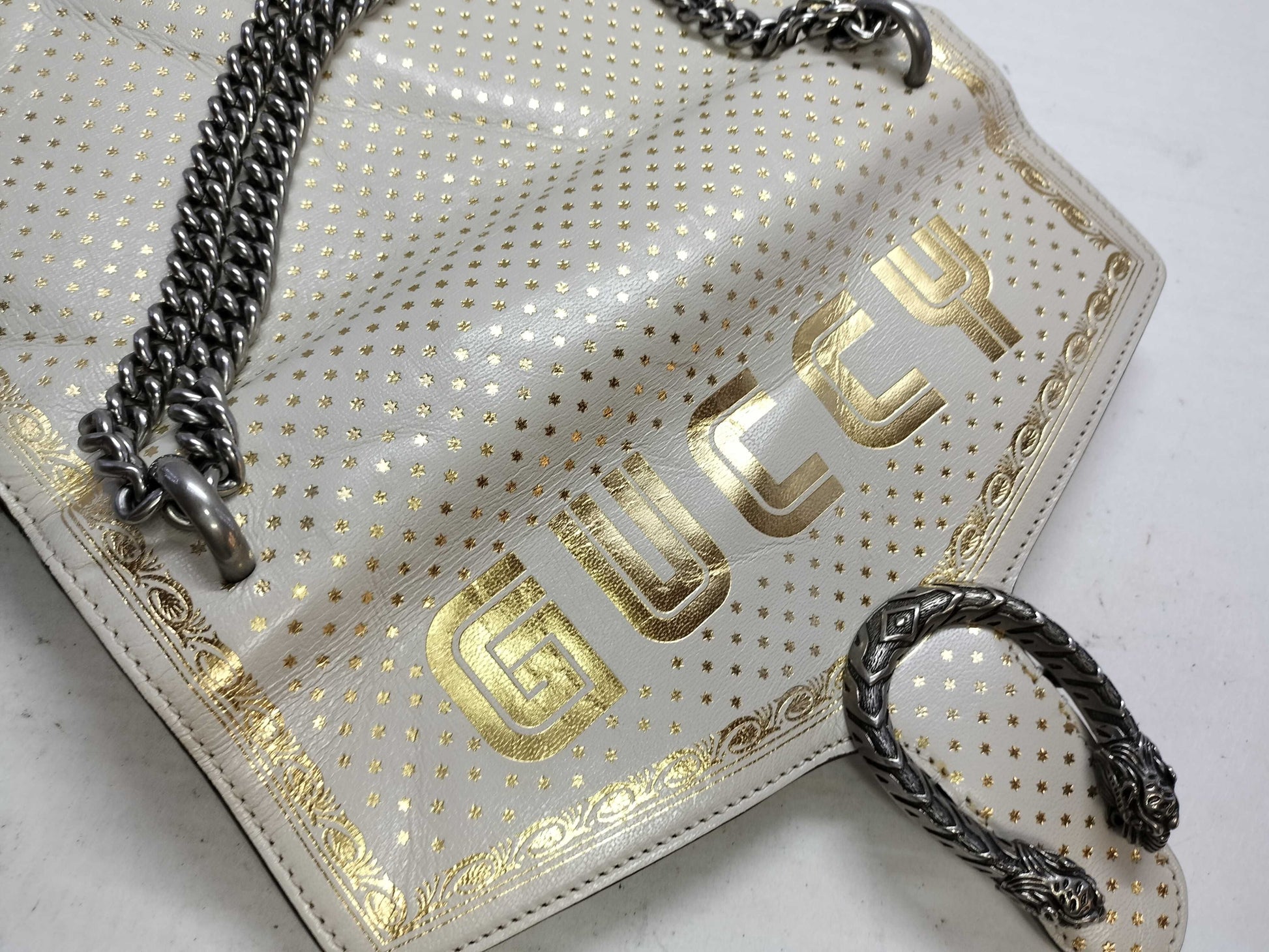 GUCCI GUCCI Sega Collaboration Dionysus Star White x Gold Leather Shoulder Bag 400235 B024723870