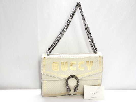 GUCCI GUCCI Sega Collaboration Dionysus Star White x Gold Leather Shoulder Bag 400235 B024723870
