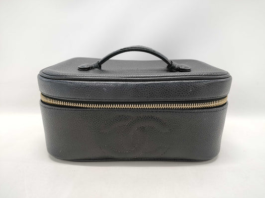 CHANEL Caviar Skin CC Coco Mark Vanity Bag