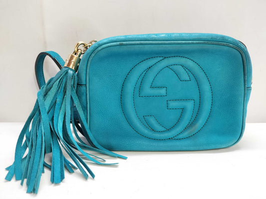 GUCCI Soho Blue Suede Shoulder Bag 308364 G017142490
