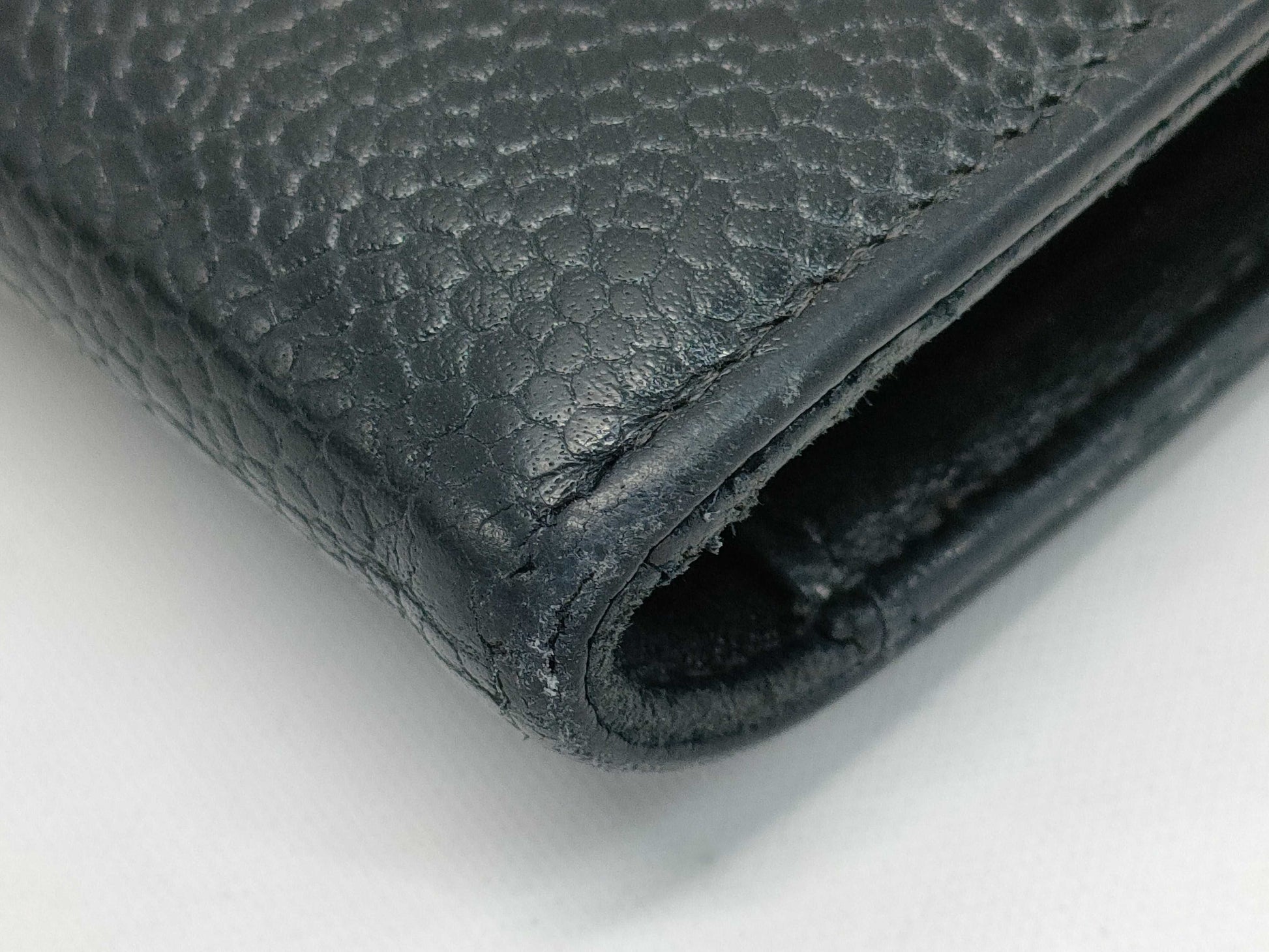 CHANEL Caviar Leather Bi-fold Wallet with Hook and Snap Closure, Black