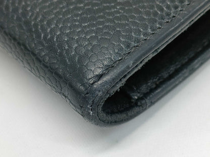 CHANEL Caviar Leather Bi-fold Wallet with Hook and Snap Closure, Black