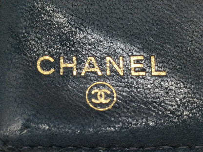 CHANEL Caviar Leather Bi-fold Wallet with Hook and Snap Closure, Black