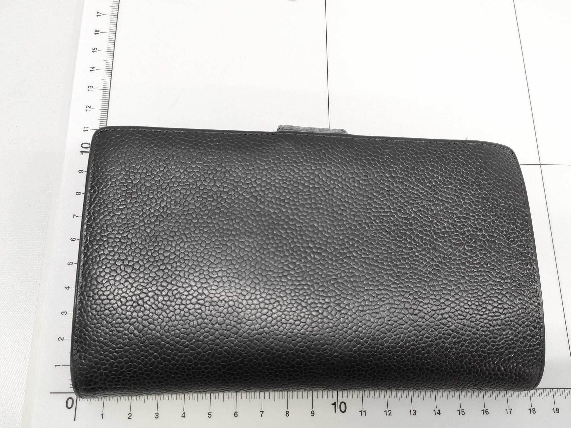 CHANEL Caviar Leather Bi-fold Wallet with Hook and Snap Closure, Black