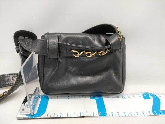 CHANEL Coco Mark Lambskin Waist Pouch in Black with Gold Hardware