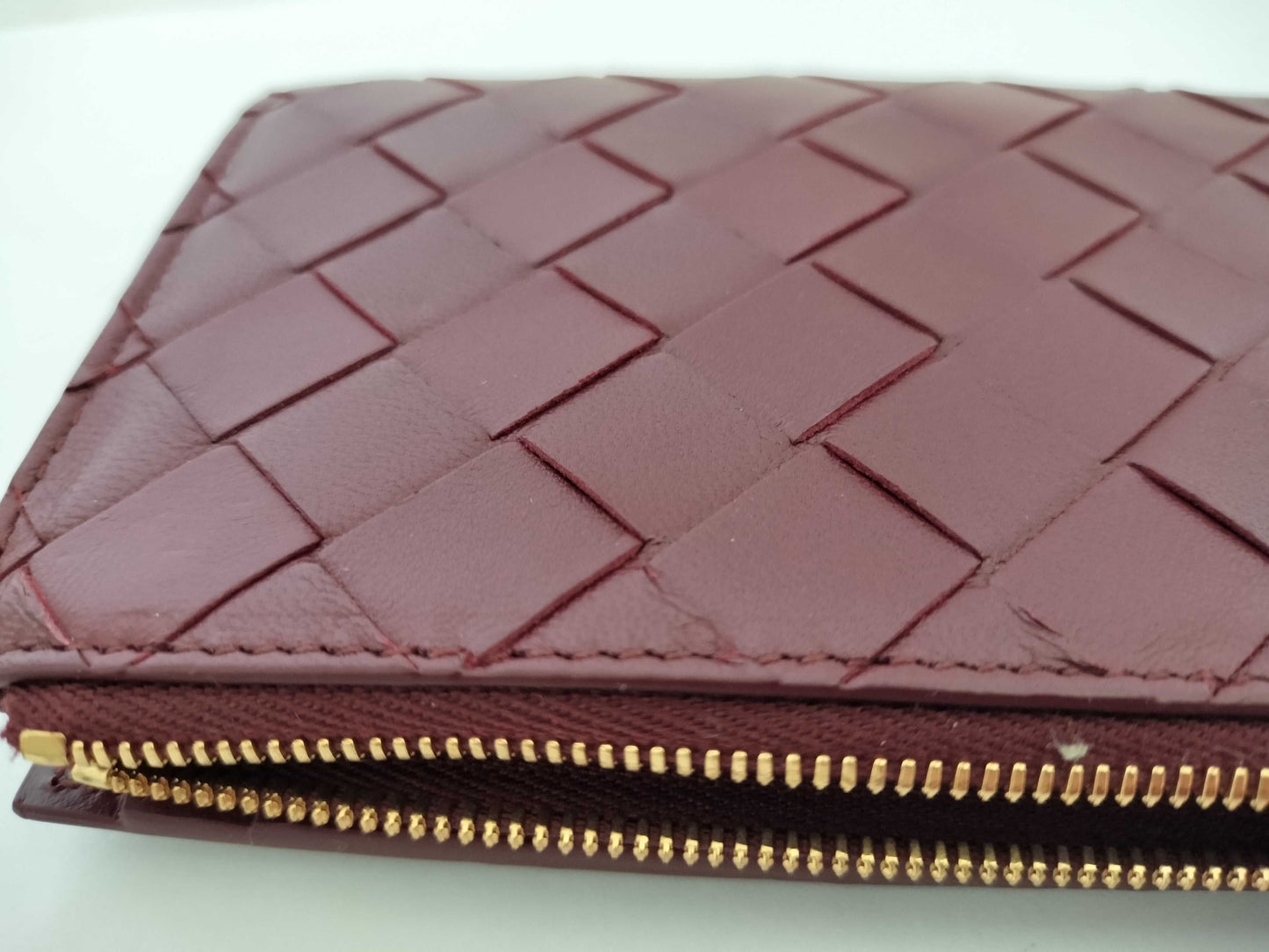 BOTTEGA VENETA 749940VCPP22247 Bi-fold Wallet, Barolo Bordeaux Leather, Gold, 2025 Current Model