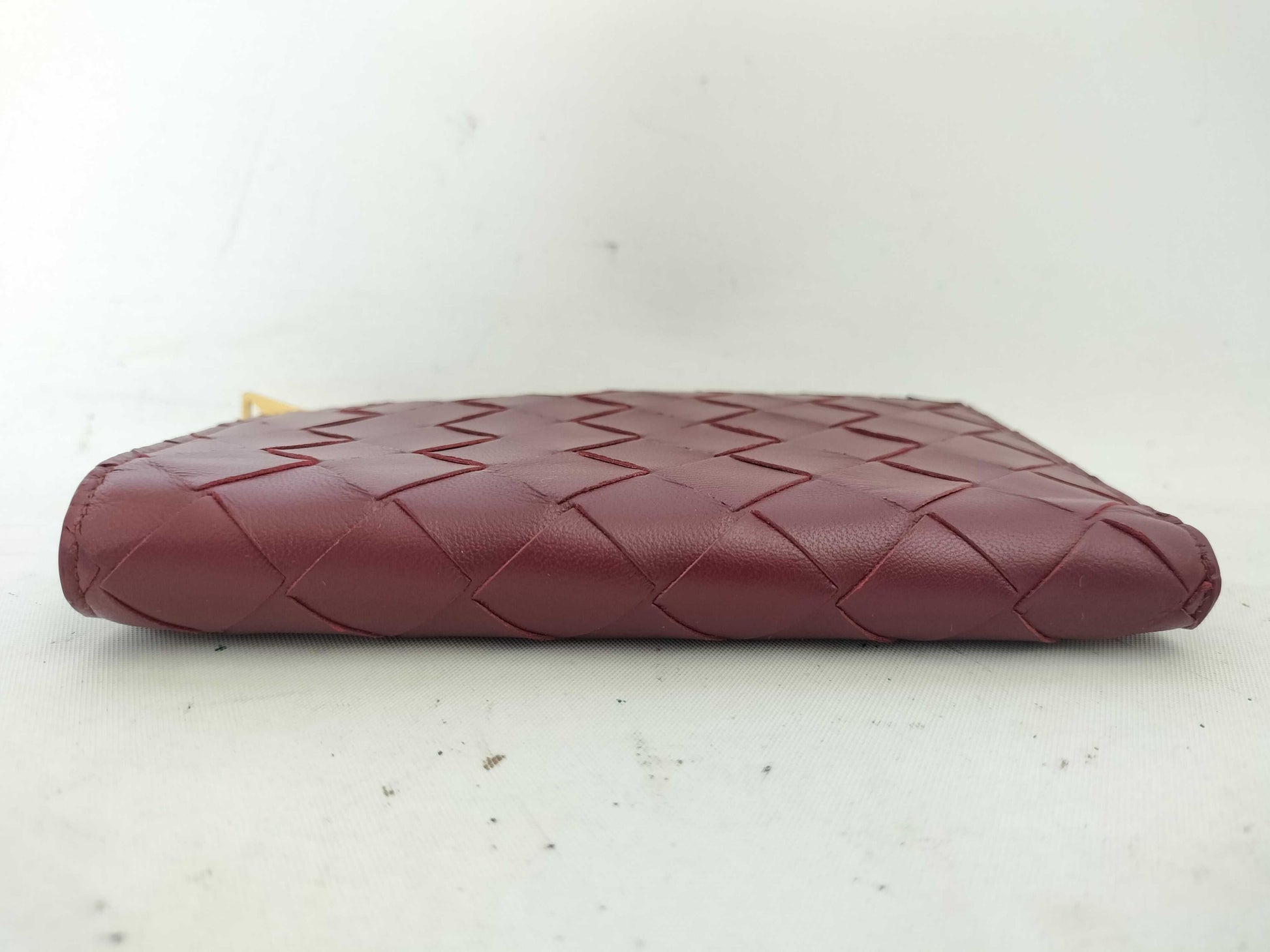 BOTTEGA VENETA 749940VCPP22247 Bi-fold Wallet, Barolo Bordeaux Leather, Gold, 2025 Current Model