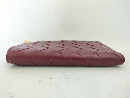 BOTTEGA VENETA 749940VCPP22247 Bi-fold Wallet, Barolo Bordeaux Leather, Gold, 2025 Current Model