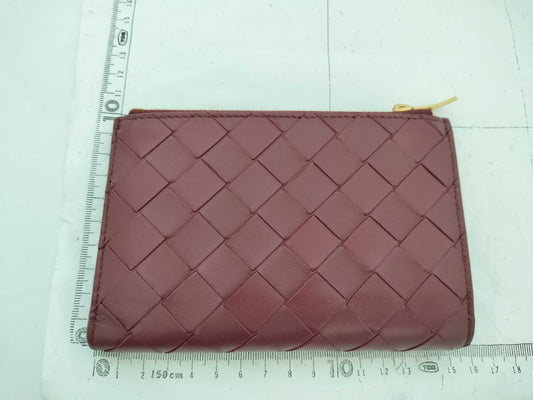BOTTEGA VENETA 749940VCPP22247 Bi-fold Wallet, Barolo Bordeaux Leather, Gold, 2025 Current Model