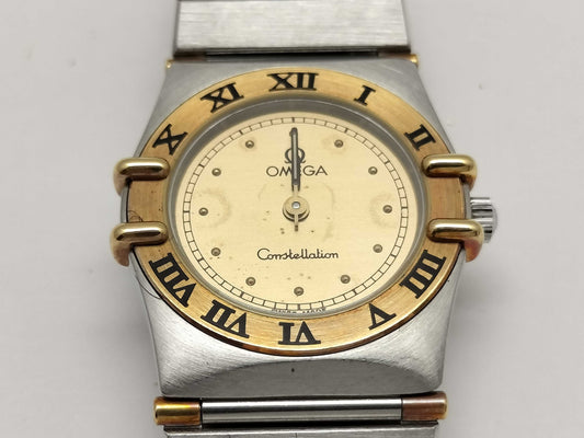 OMEGA Constellation QZ Gold Dial Women's Watch, Not Working/No Operational Guarantee