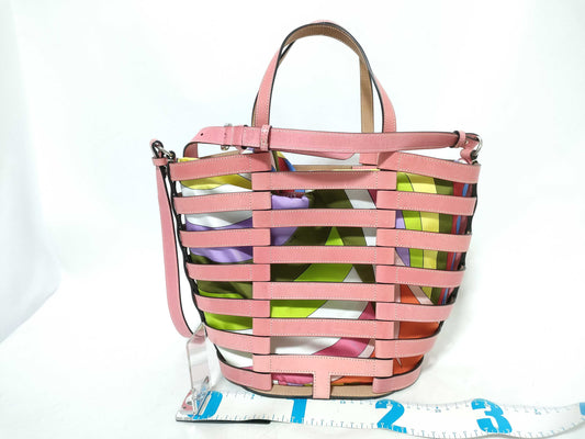 EMILIO PUCCI Leather and Silk 2-Way Handbag Pink