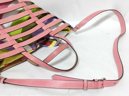 EMILIO PUCCI Leather and Silk 2-Way Handbag Pink