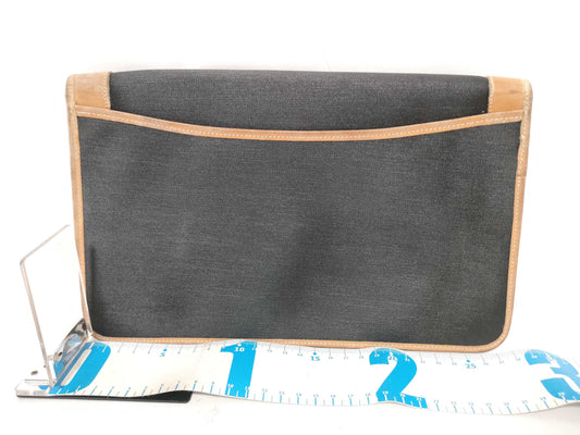 Dior Christian Dior nylon and leather clutch bag, black and brown