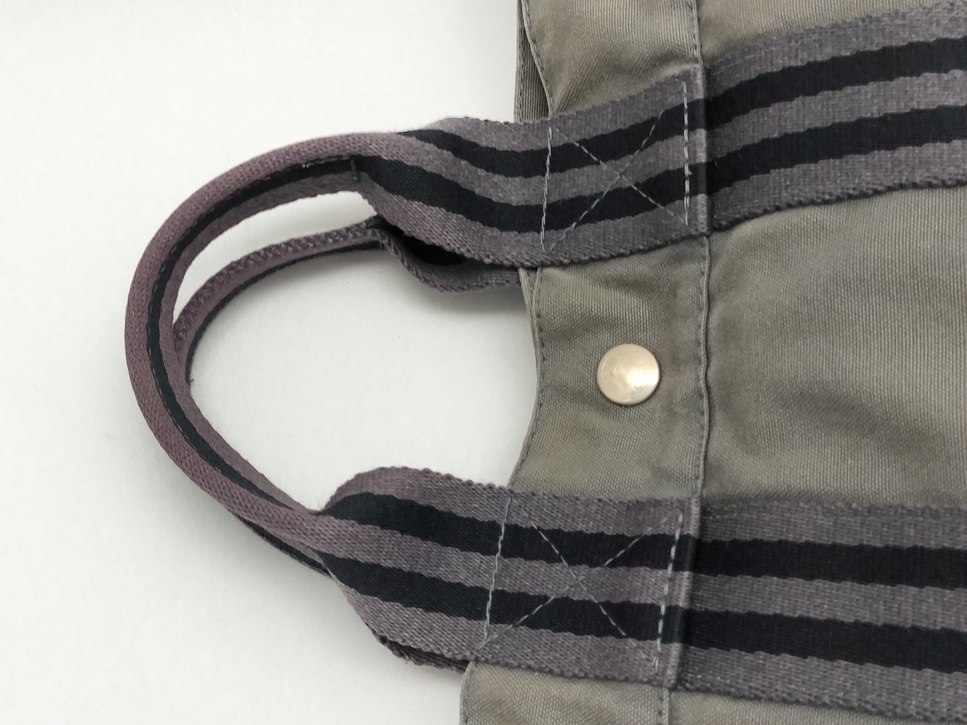 HERMES Foul Tote PM Cotton Canvas Handbag Gray Tote Bag