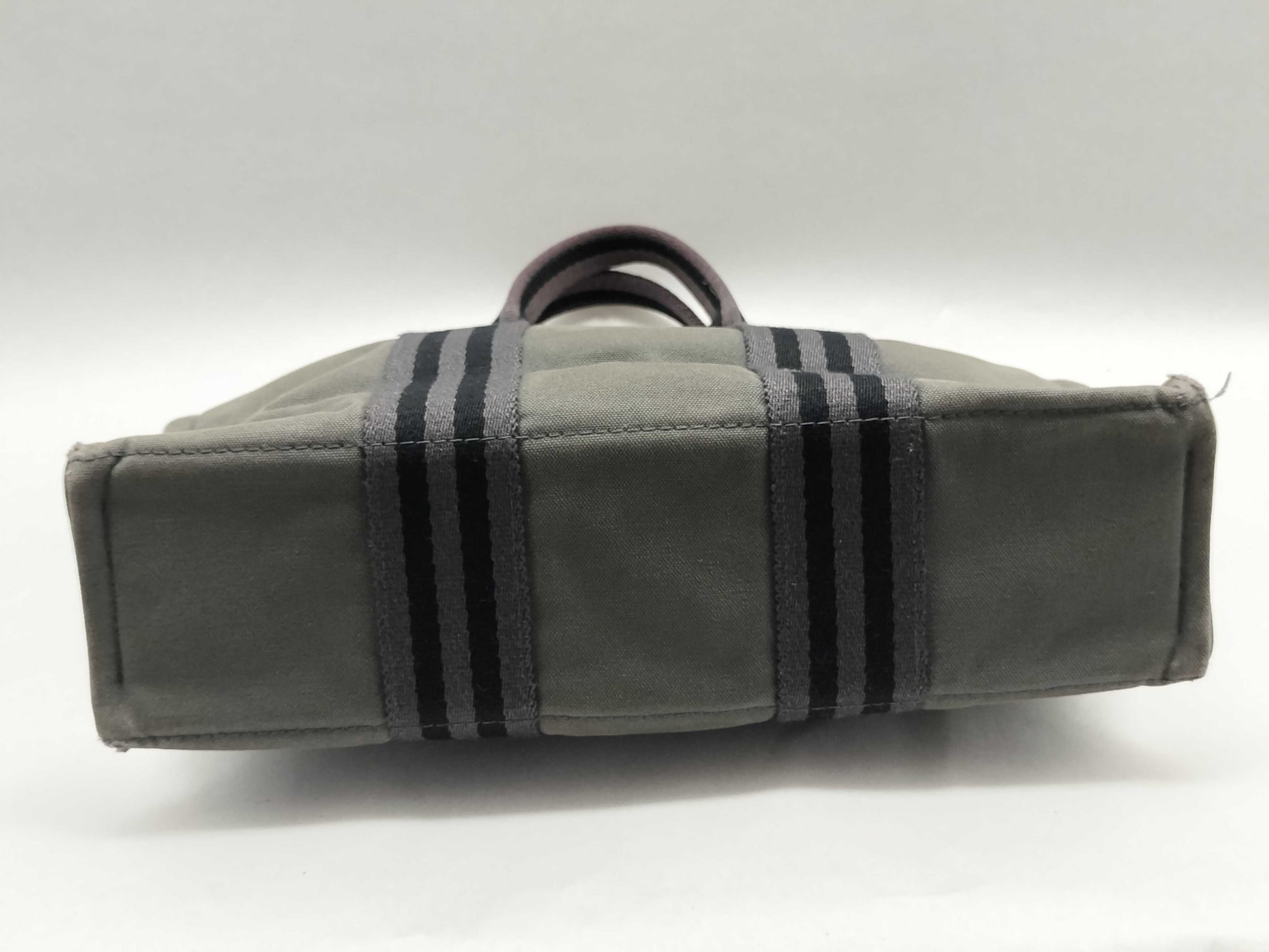 HERMES Foul Tote PM Cotton Canvas Handbag Gray Tote Bag