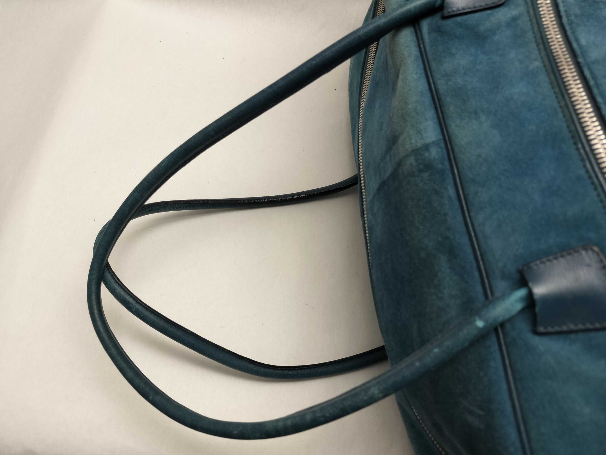 BALLY Suede Tote Bag, Turquoise Blue, Boston Bag