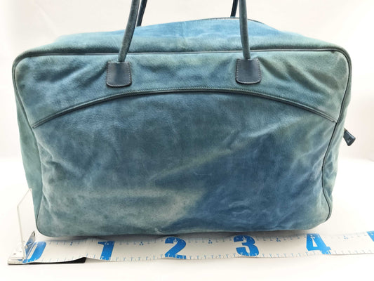 BALLY Suede Tote Bag, Turquoise Blue, Boston Bag