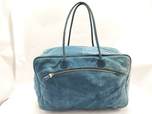 BALLY Suede Tote Bag, Turquoise Blue, Boston Bag