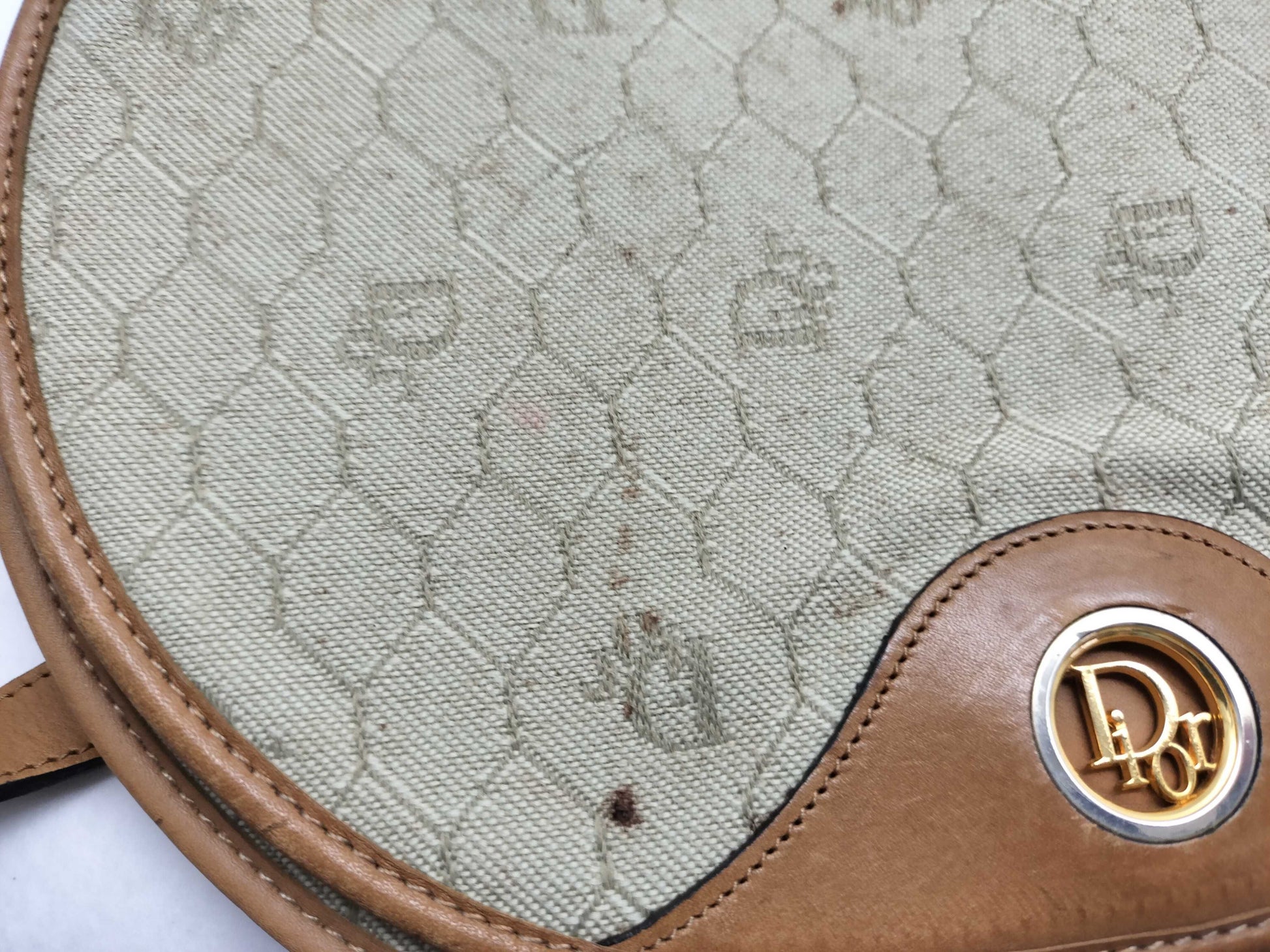 Dior Christian Dior Canvas Shoulder Bag Gray x Camel Shoulder Bag