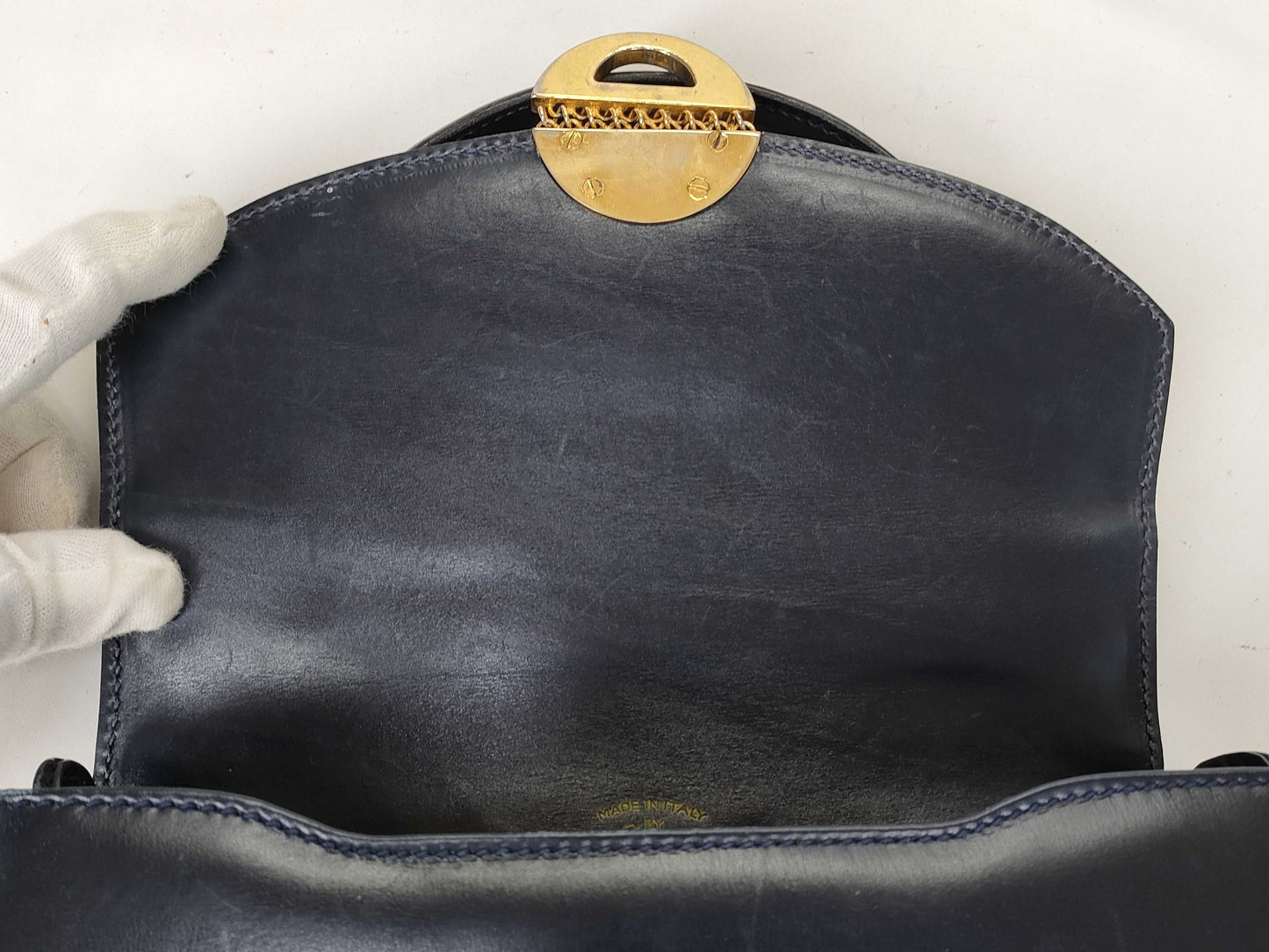 GUCCI Gucci Leather Handbag Navy Handbag