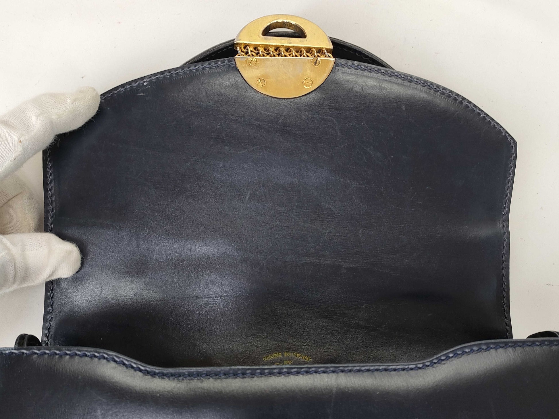 GUCCI Gucci Leather Handbag Navy Handbag
