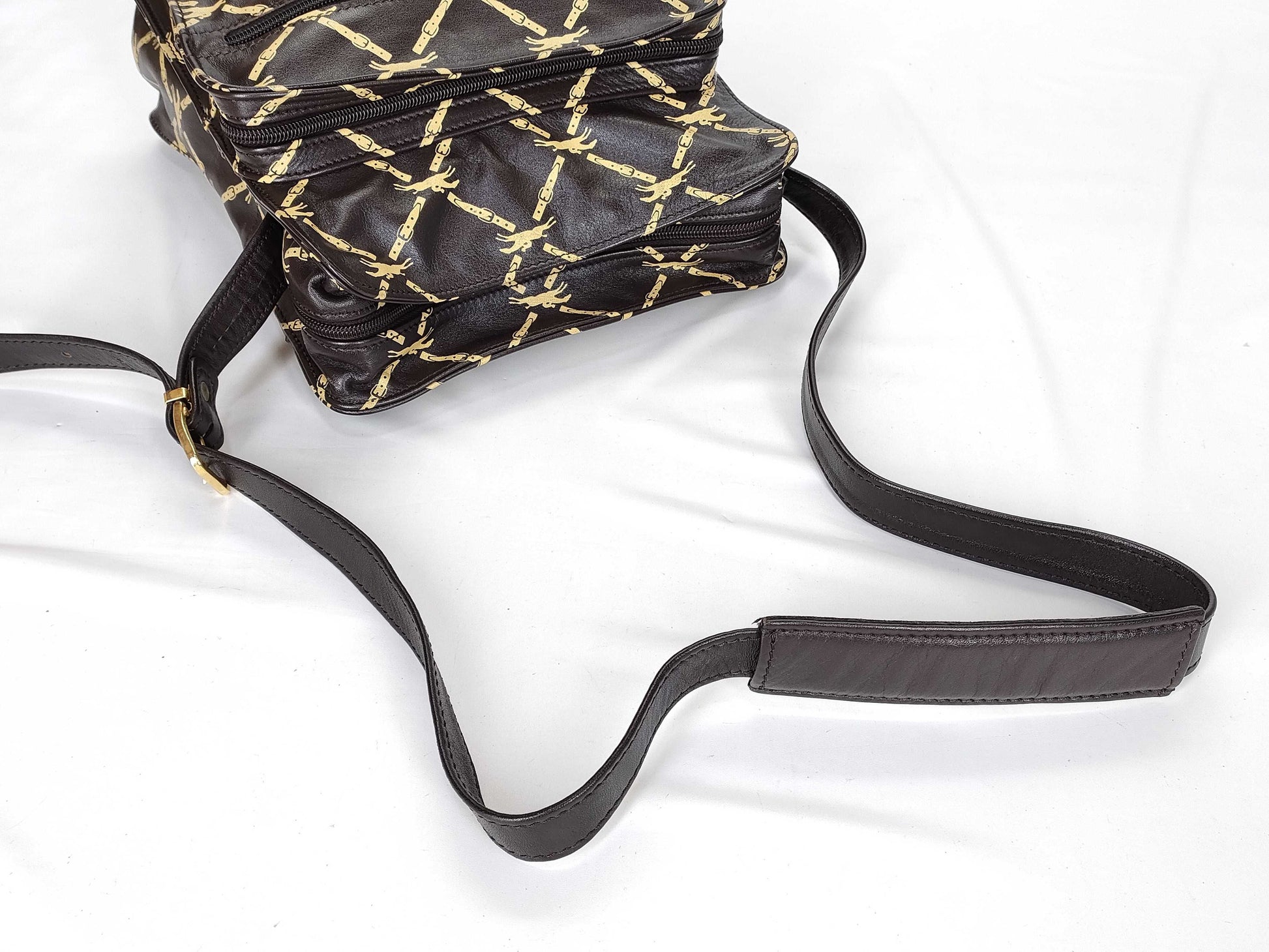 LONG CHAMP Longchamp Leather Shoulder Bag Dark Brown Shoulder Bag