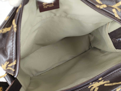 LONG CHAMP Longchamp Leather Shoulder Bag Dark Brown Shoulder Bag