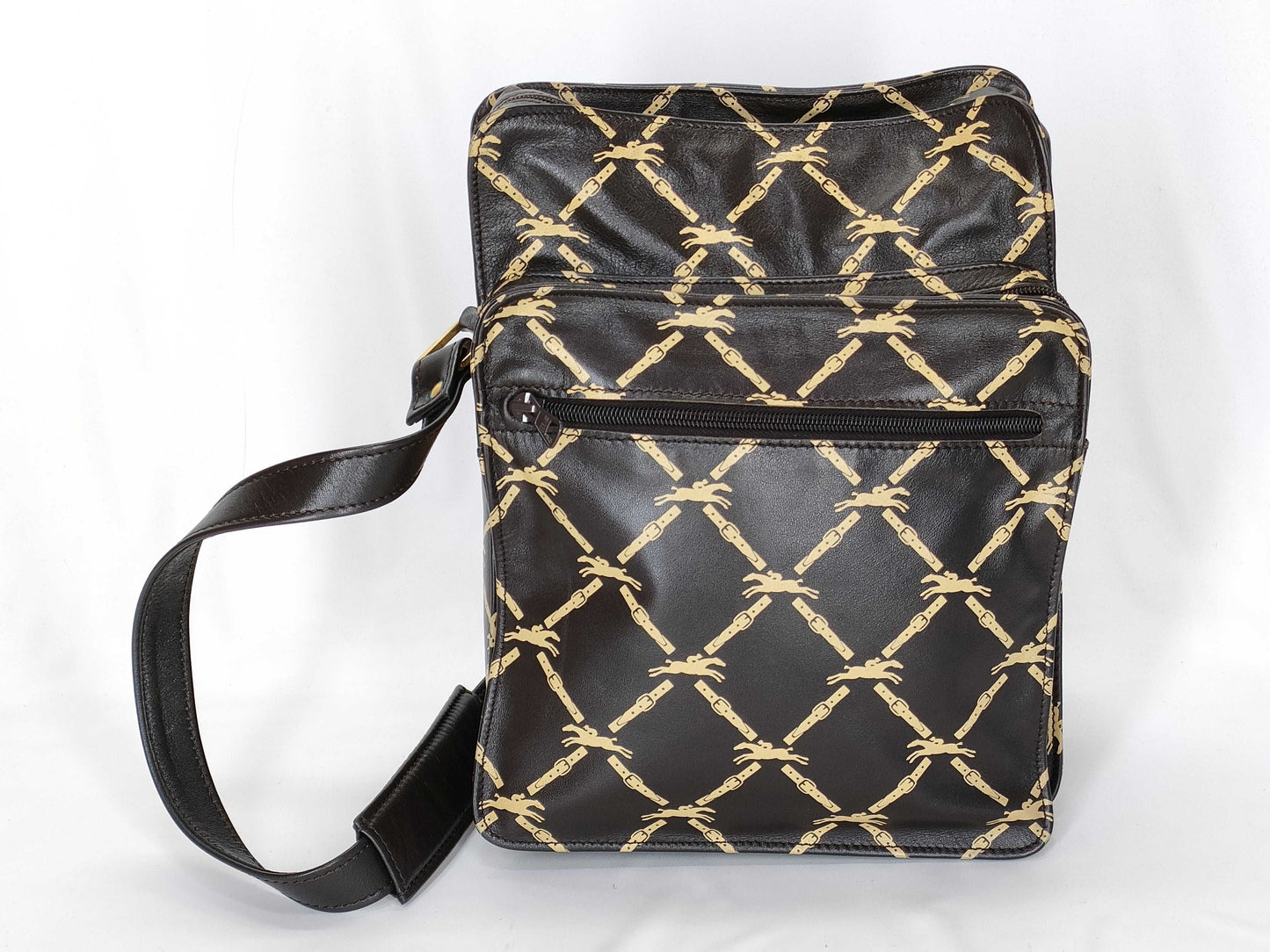 LONG CHAMP Longchamp Leather Shoulder Bag Dark Brown Shoulder Bag